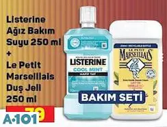 LİSTERİNE AĞIZ BAKIM SUYU 250 ML+LE PETİT MARSEİLLAİS DUŞ JELİ 250 ML